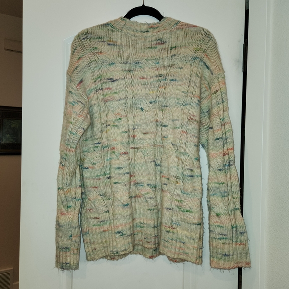 American Eagle Oversized Multicolor Cable Knit Sweater Size XS Relaxed Fit Soft - Picture 8 of 13